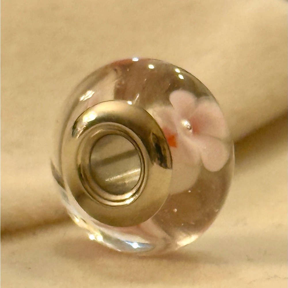 Pink Flower Murano charm fit Pandora bracelets